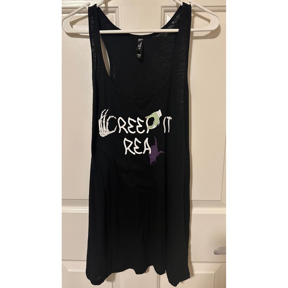 Torrid Sleep Tank Top Womens 2 Black Creep It Real Graphic Racerback 15471866